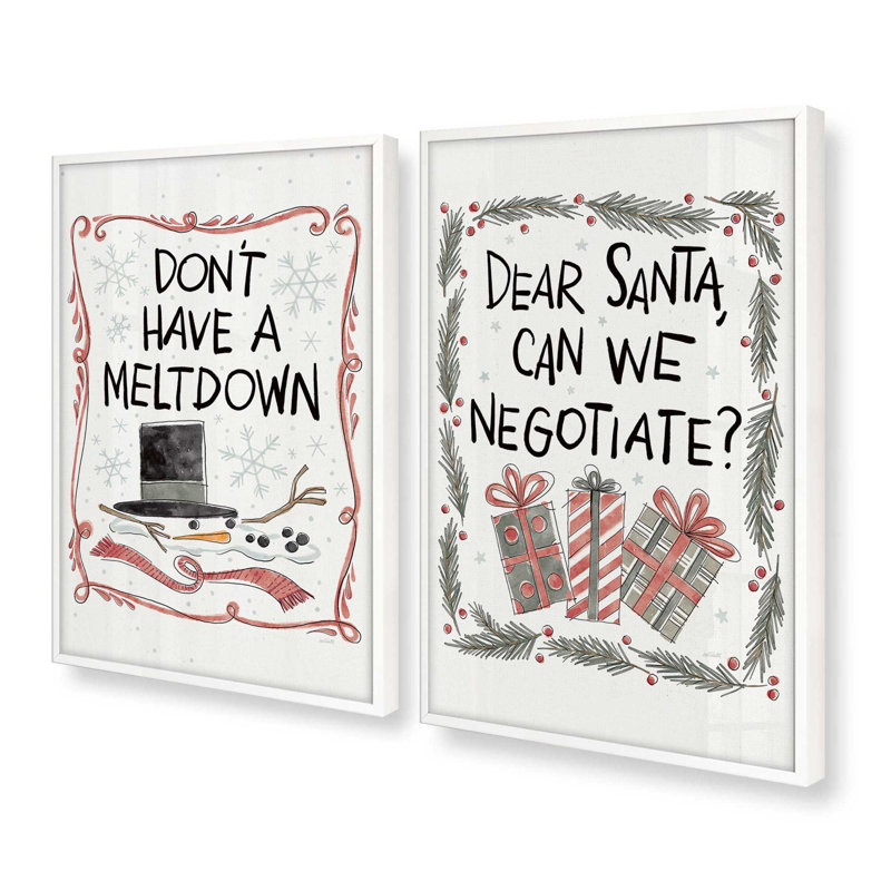 Ensemble de 2 estampes du Père Noël, 14 po x 11 po, Blanc opaque