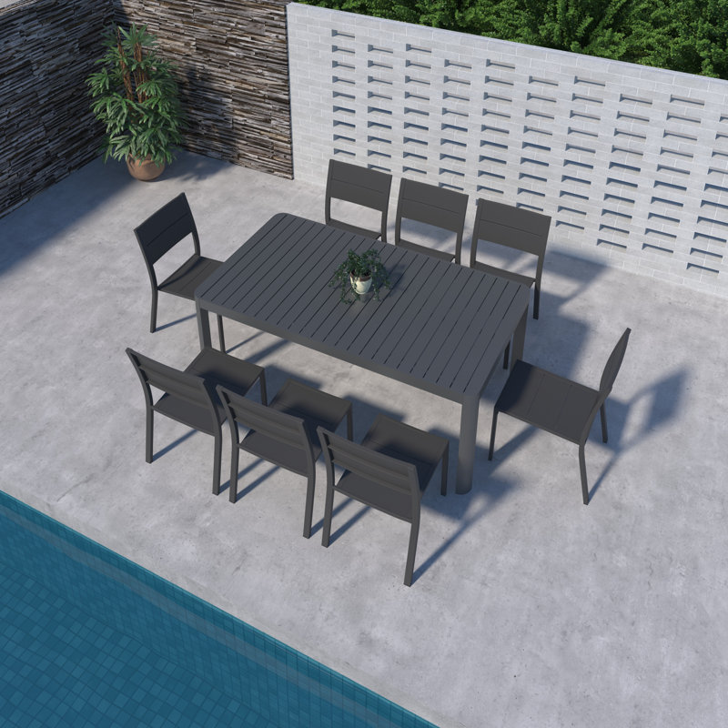 Amazonia Milky Extendable Outdoor Patio Aluminum Dining Set, 8