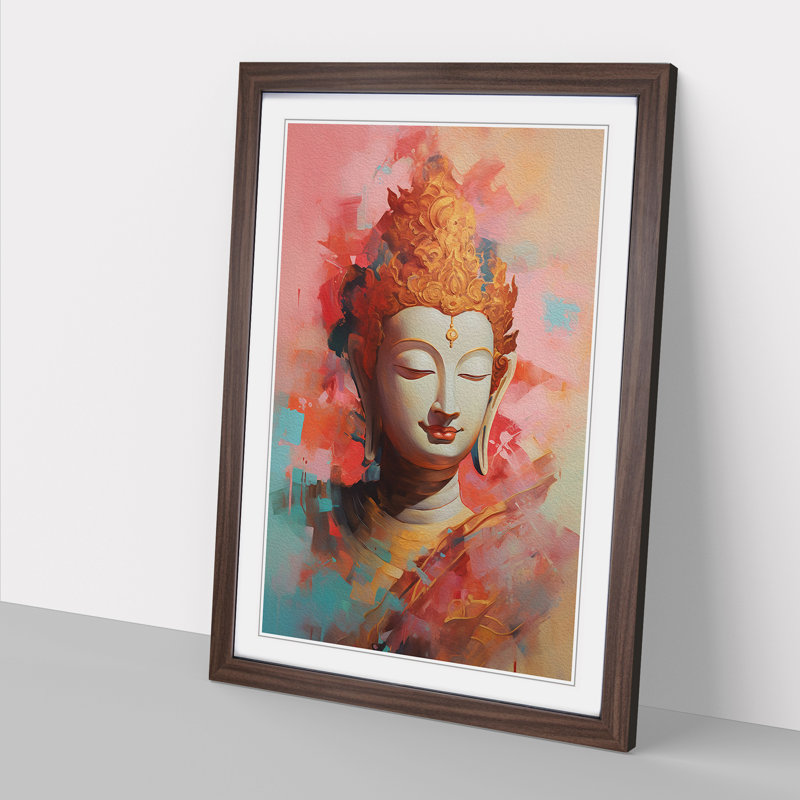 Buddha Expressionism Art - Framed Print, 46cm H x 34cm W x 2cm D, Walnut Framed