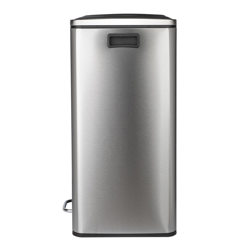 Stainless Steel 60 Litre Step On Multi-Compartments Trash & Recycling Bin, Matt Brushed Nickel