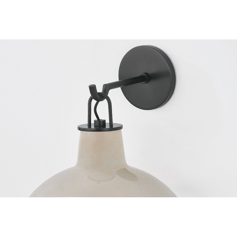 Pottersville 1 - Light Armed Sconce, Distressed Bronze/Ceramic Ivory Crackle