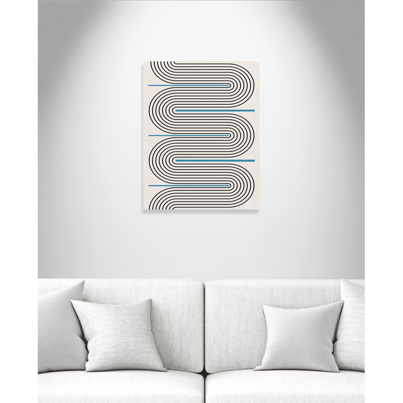 Impression symphonique de lignes courbes par Miuus Studio, L 22 po x H 28 po, Toile tendue, Sans cadre