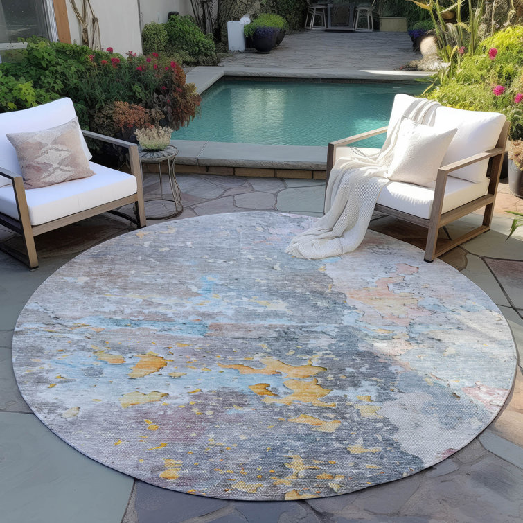 Machine Washable Indoor/Outdoor Claudian ACN1234 Granite Rug