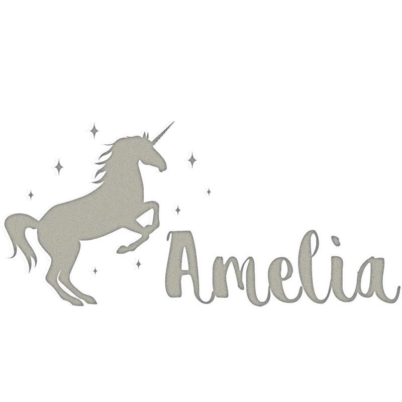 Décalcomanie murale pour chambre de bébé custom name, H 22 po x l 44 po, Argent