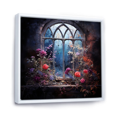 Floral Gothic Church Windows View III - Floral Window Wall Art