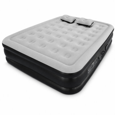 Outdoor Camping Mattress, Easy to Carry, Queen Air Mattress with 4000mAh Battery Pump, 16" Raised Inflatable Air Bed - Portable for Camping - Home & Guest Ready - Gray-Black