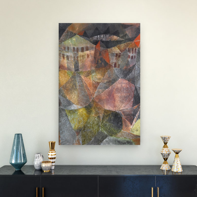 The Hotel Abstract Classic Contemporary Architecture City Wall Art Print by Paul Klee - Wrapped Canvas Print