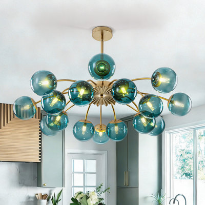 Blossom Bule Glass Globe Sputnik Pendant Chandelier