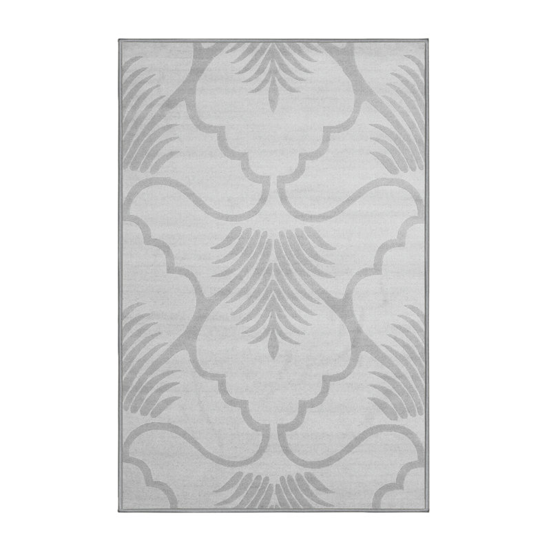Tapis gris en chenille / polyester tissé à la machine Poulan, Tapis de couloir 2 pi x 5 pi
