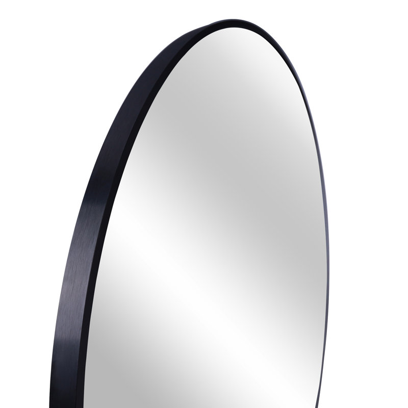 Miroir de salle de bain noir rond de 20 pouces - verre de haute qualité, cadre en alliage d'aluminium, fonction incassable intégrée, installation en douceur du métal dans le bord rouille de haute qualité, garde, facilement