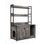 Meuble de salle de bain gris pour chat caché