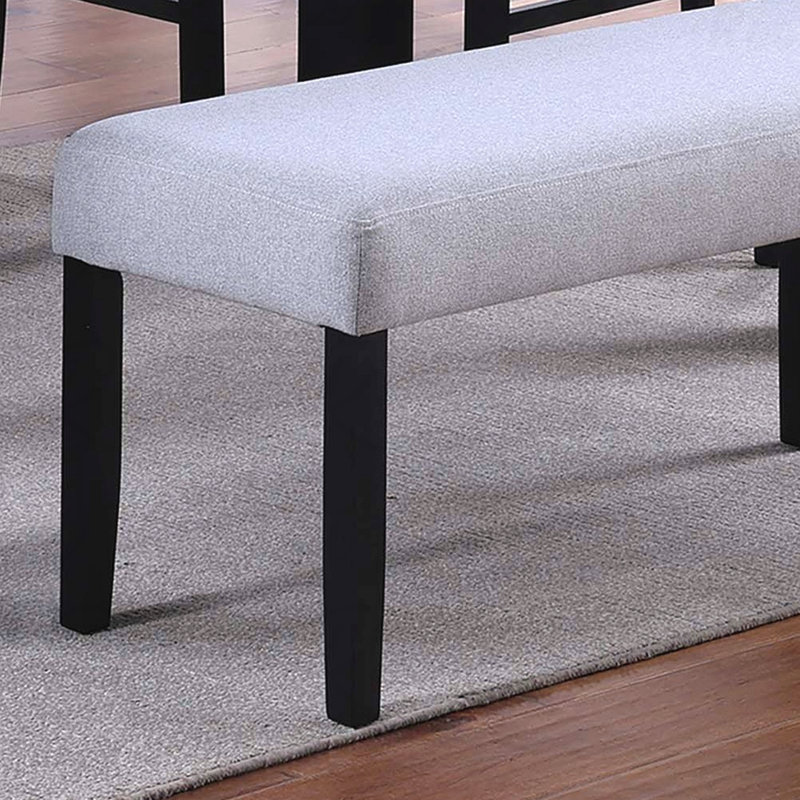1-Piece Contemporary Style Dining Bench - Charcoal Wooden Legs, Soft Fabric Upholstered Seat, Black, Charcoal