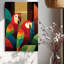 Art géométrique coloré sur toile perroquet prêt à accrocher - salon vibrant-85156803