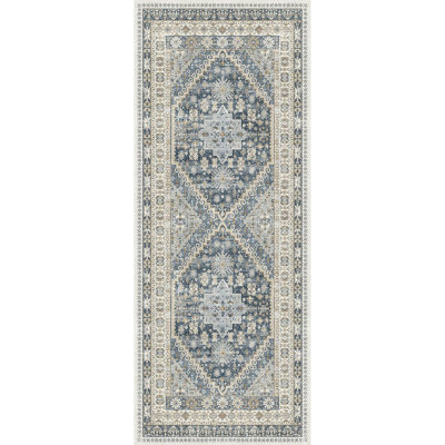 Medallion Non Slip Washable Area Rug(Blue)