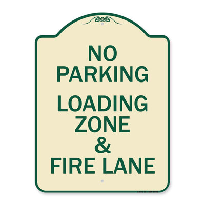 Enseigne Signmission Designer Series - Pas de zone de chargement de stationnement et de couloir de secours | Enseigne architecturale noire et blanche en aluminium de gros calibre 18 po x 24 po | Protégez votre entreprise et votre commune | Fabriqué aux