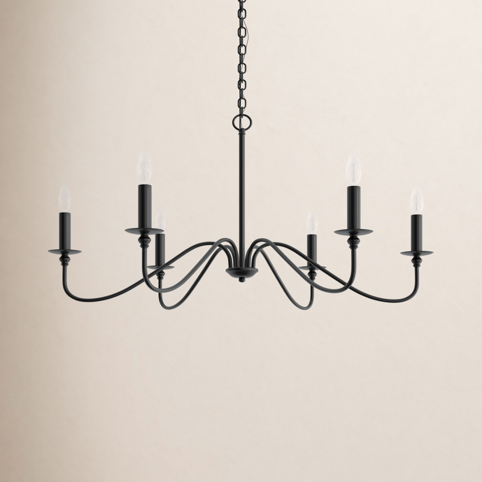 Ableton Iron 6-Light Chandelier, Matte Black, 22" H x 42" W x 42" D