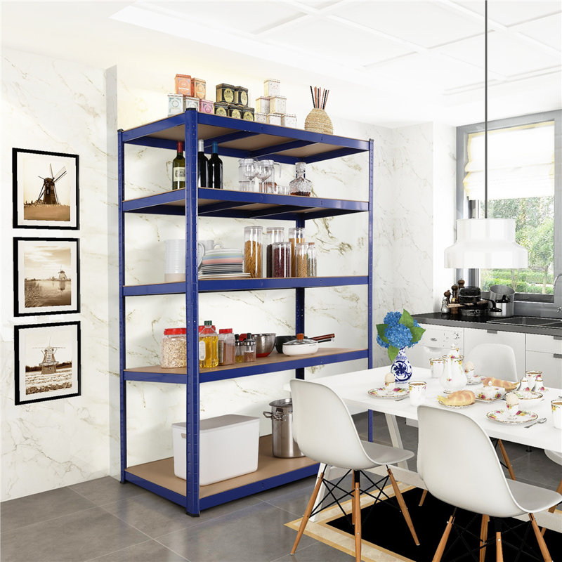 120cm W Steel Storage Rack, Blue/Natural