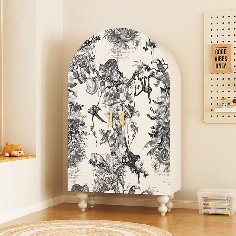 Armoire vestiaire simple pour la maison française, Blanc / blanc / noir