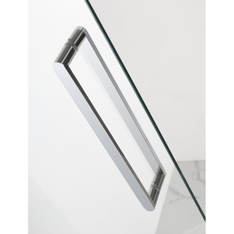 Porte de douche à charnière sans cadre 54 po x 76 po Madox, Chrome