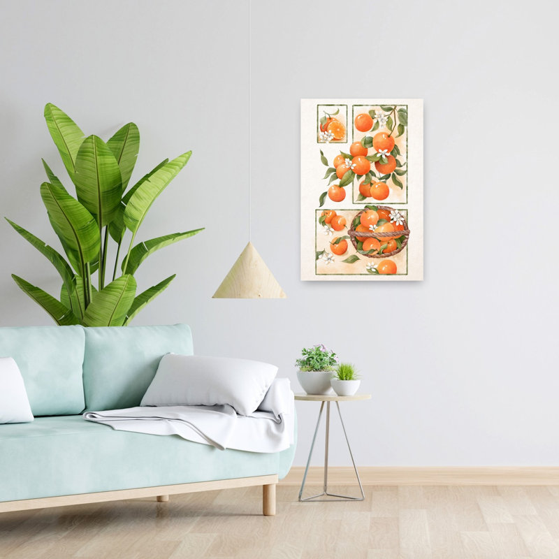 «Fresh Orange Harvest», art contemporain mural paysage abstrait, H 24 po x l 16 po