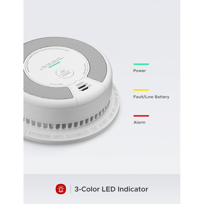 2-In-1 Smoke And Carbon Monoxide Detector Alarm (Not Hardwired), Operated Dual Sensor Fire & CO Alarm, 1-Pack