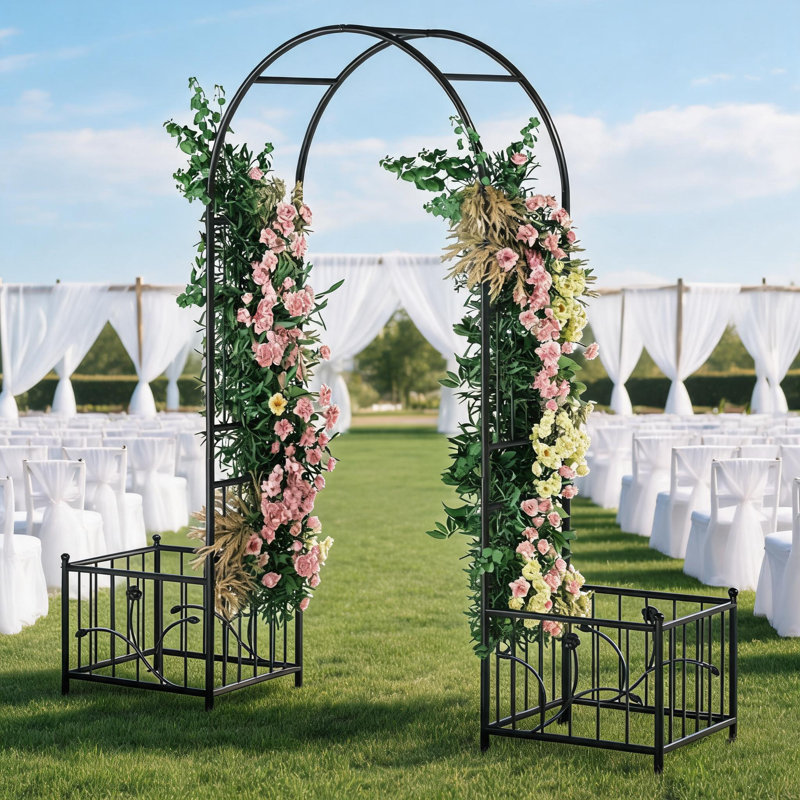 Tonnelle de jardin en métal avec jardinières et jardinières