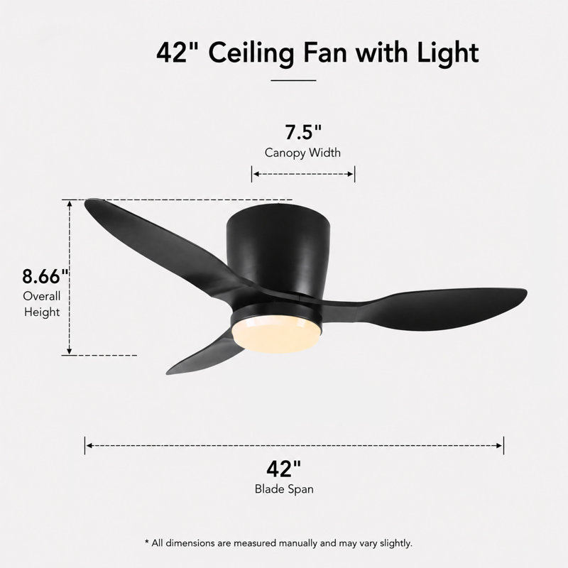 42" Smart Flush Mount Ceiling Fan with Dimmable Light, APP & Remote Control, Quiet 6-Speed Reversible DC Motor
