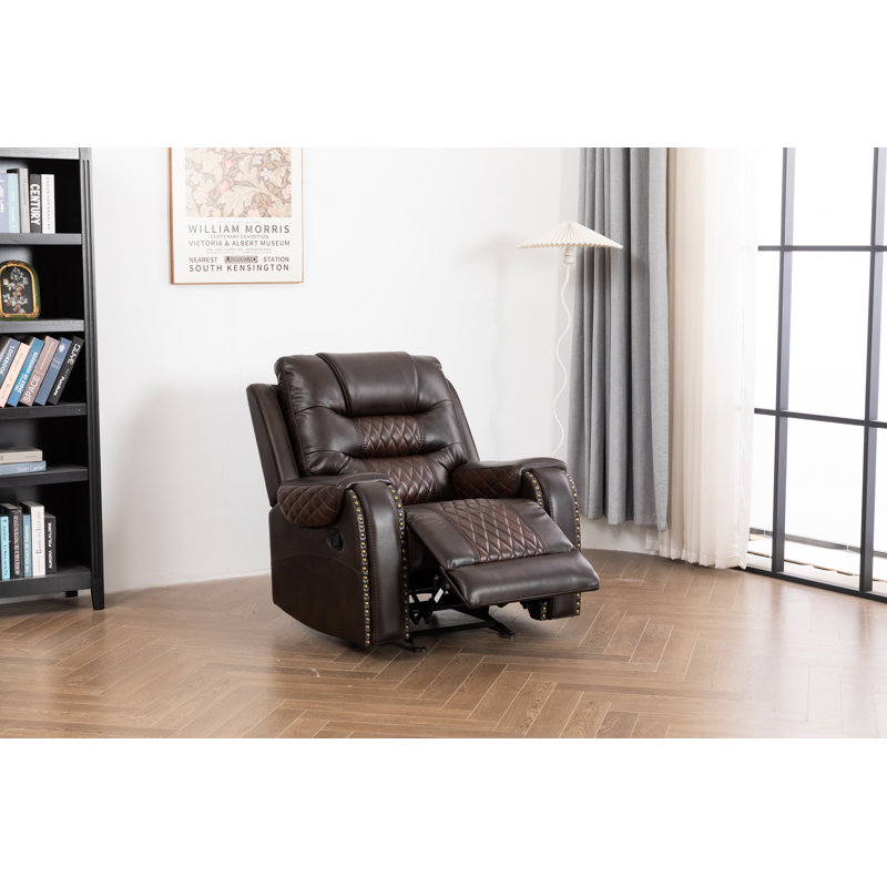 Fauteuil inclinable et berçant en cuir Ilyia, Similicuir brun