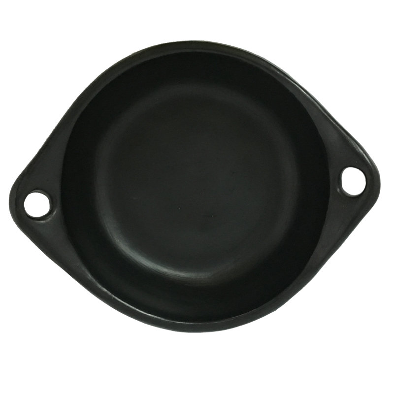 Medium Round Black Ceramic Clay Pot with Handles, 3 Quarts