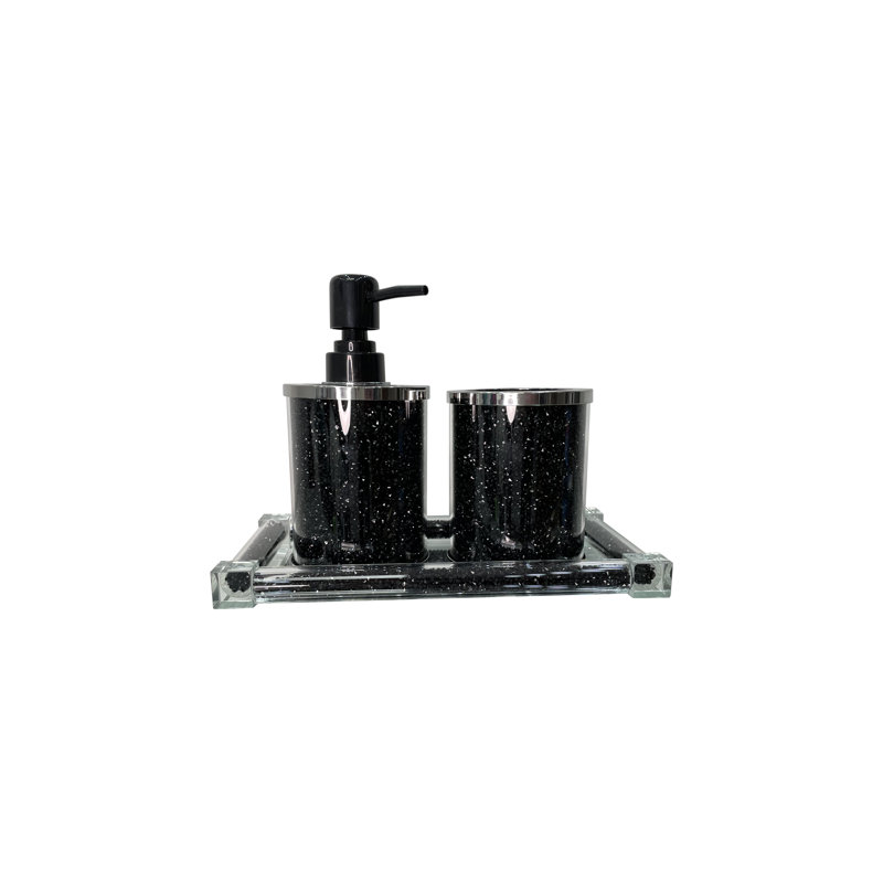 Distributeur de savon et porte-brosse à dents avec plateau 3 pièces Ambrose