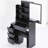 29.2" Small Space Left Bedside Cabinet Vanity Table + Cushioned Stool, Extra Large Right sliding mirror, Multi Layer High Capacity Storage, Practical Fashionable Dresser, Suitable For Small Space