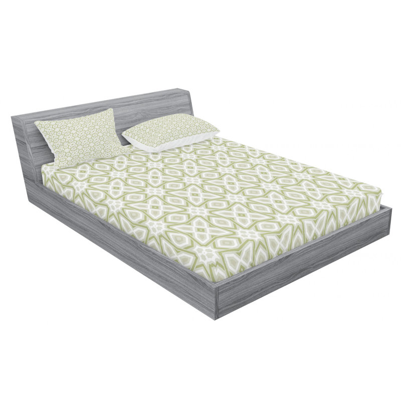 Microfiber Geometric Sheet Set, Queen Sheet Set with Fitted Sheet