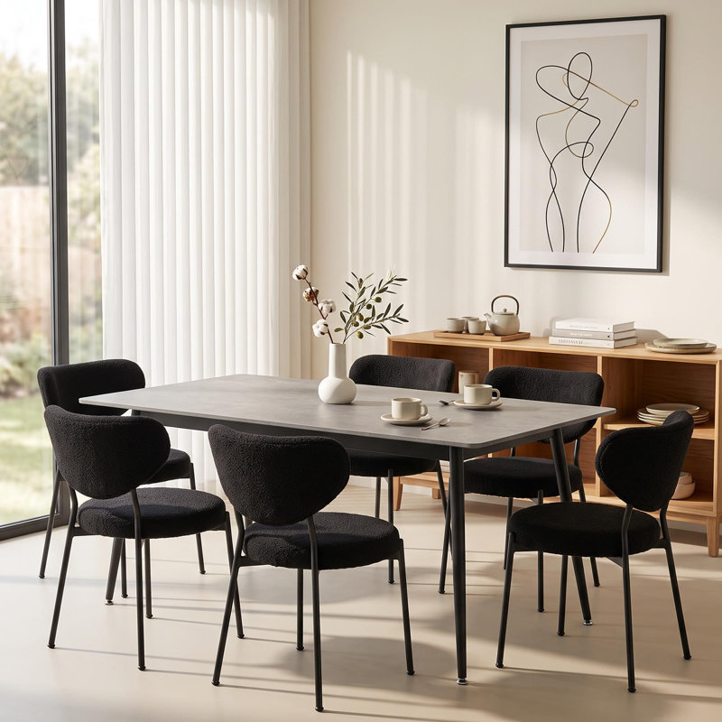 Ensemble de 2 chaises de salle à manger rembourrées épaisses avec dossier courbé et pieds en métal pour la salle à manger et la cuisine