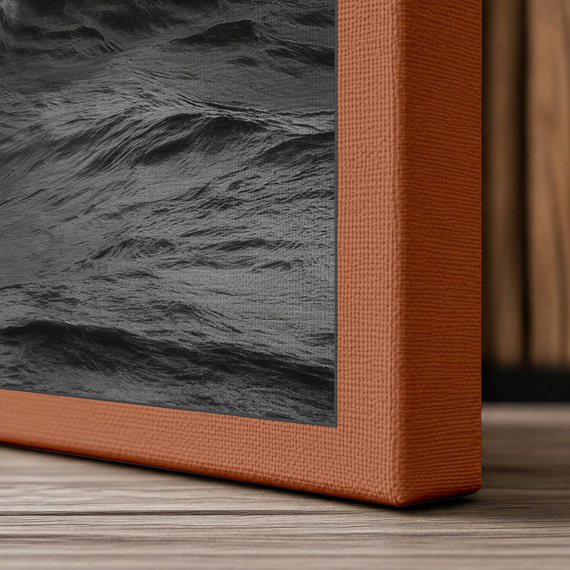 Calm Waters Minimalist 1 Piece Wrapped Canvas Wall Art, 30x20 - 76.2 x 50.8 cm, Terracotta Border