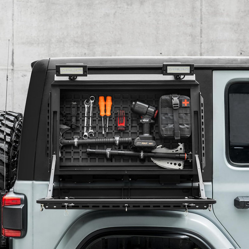 Rear Side Window Storage Box,  Modular Storage MOLLE Panel for Tools MOLLE Accessories, Rear Window Storage Panel Kit Storage Box with Lock Fits for Jeep Wrangler JL 2018-2024