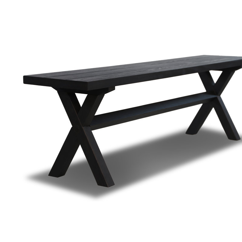 Cascais Dining Bench with Trestle Base, Black Oak