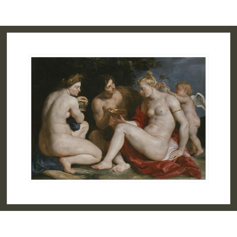 «Venus Amor Bacchus and Ceres» par Peter Paul Rubens, impression giclée encadrée, 17" H x 21.75" W
