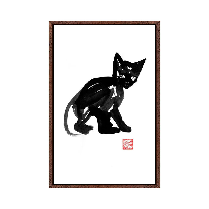 Neko by Péchane - Print on Canvas, Classic Brown Wood Framed, 66.04 cm H x 45.72 cm W