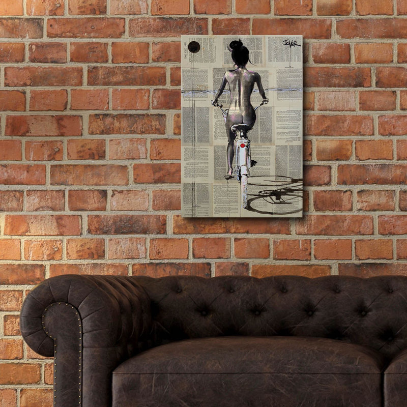 Art mural en verre épique «Beach Rider» par Loui Jover, 16 po x 24 po