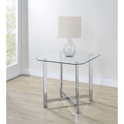 23.15" W Contemporary End Table, Silver