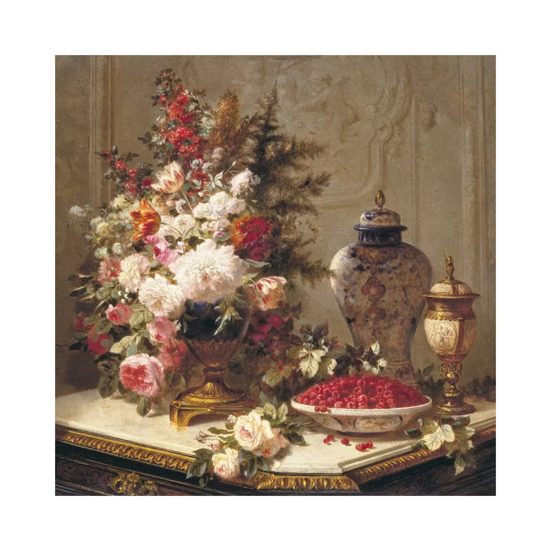 Tulips And Other Flowers by Jean Baptiste Robie - Wrapped Canvas Print, 30.48 cm H x 30.48 cm W