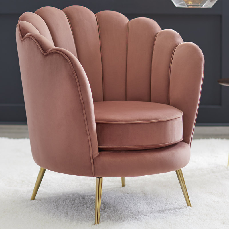 Fauteuil demi-tonneau Carrigan, Velours framboise