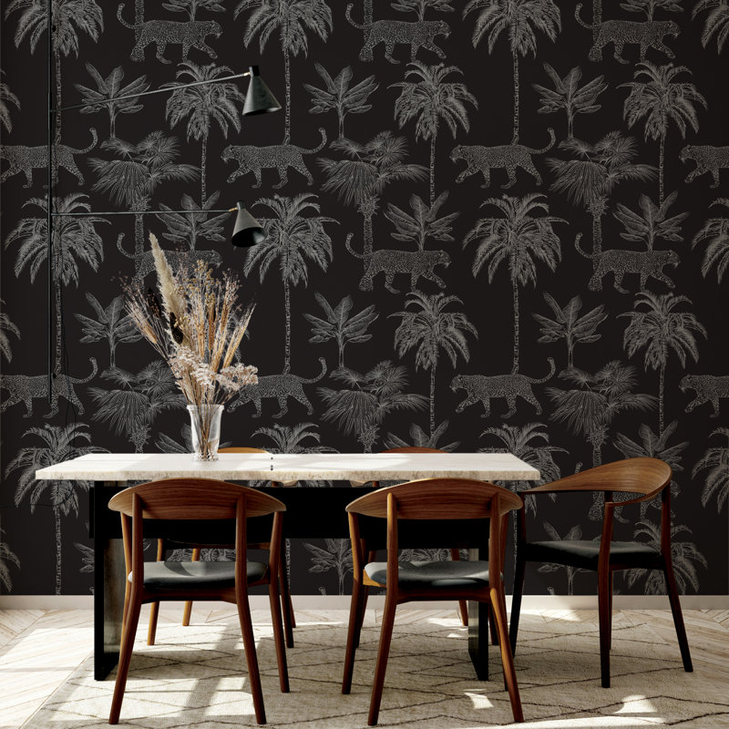 Panneau mural noir Palm Leapard