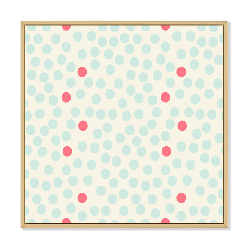 À pois avec rétro sur beige - Impression sur toile, Cadre flottant en érable, H 30 po x l 30 po