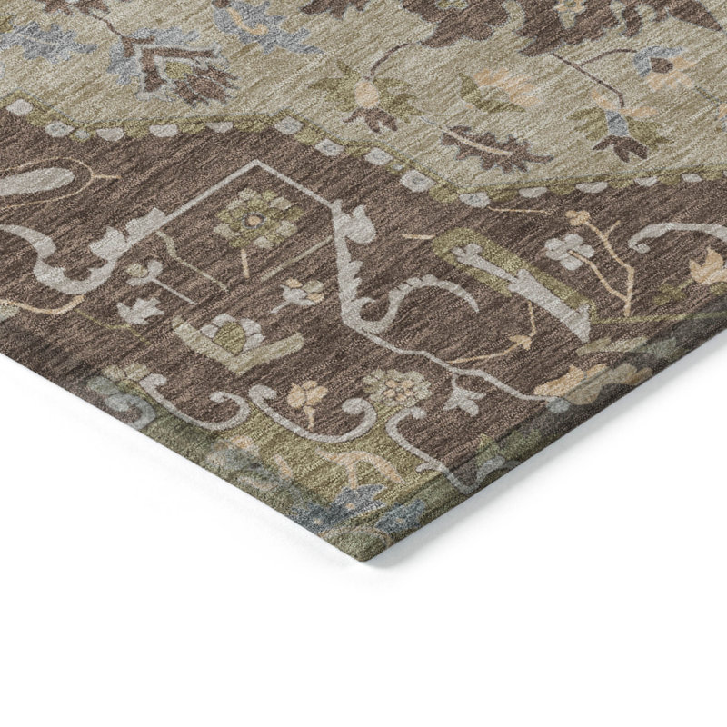 Tapis oriental lavable intérieur / extérieur 9 pi x 12 pi chocolat