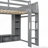 Wood Gaming Loft Bed with Desk, Multi-storage Shelves, LED and a Hanging Clothes Rack-1192254023