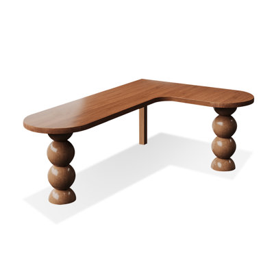 Brown L-Shaped Solid Wood desk