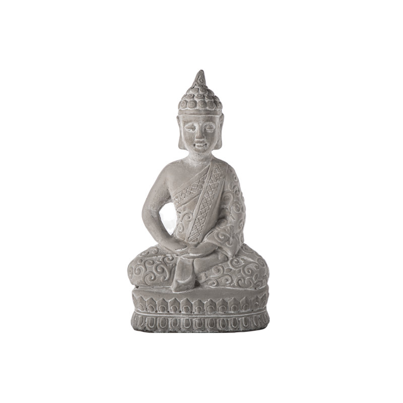 Figurine Bouddha méditant, H 18 po x l 10 po x P 5,75 po, gris