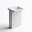 Lavabo sur pied mural de 33 pouces en surface solide blanche mate avec drain linéaire dissimulé et compatible avec la robinetterie murale