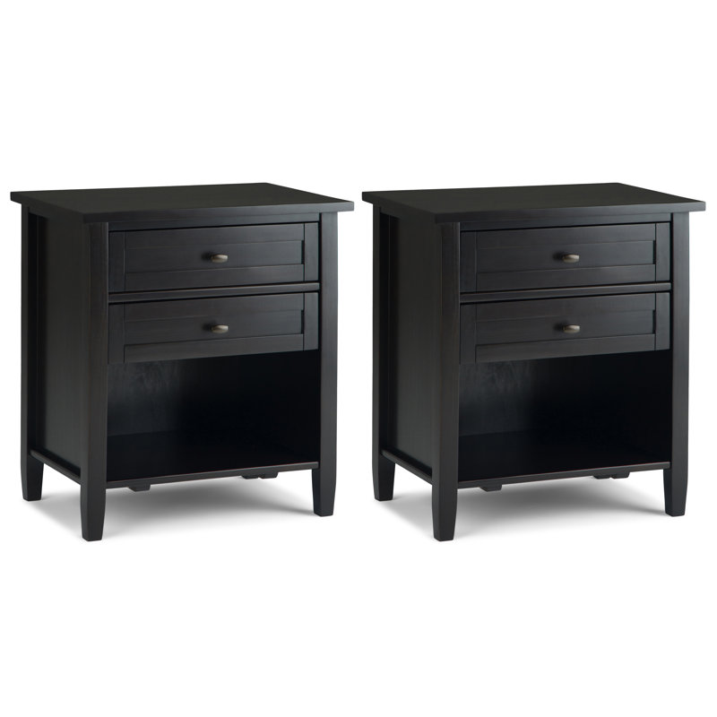 Table de chevet transitionnelle en bois massif brun Hickie de Hettie (ensemble de 2), Brun